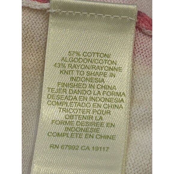 Sigrid Olsen Cardigan Button Up Cotton Yellow Pink Floral Sweater Womens Large - Picture 4 of 6